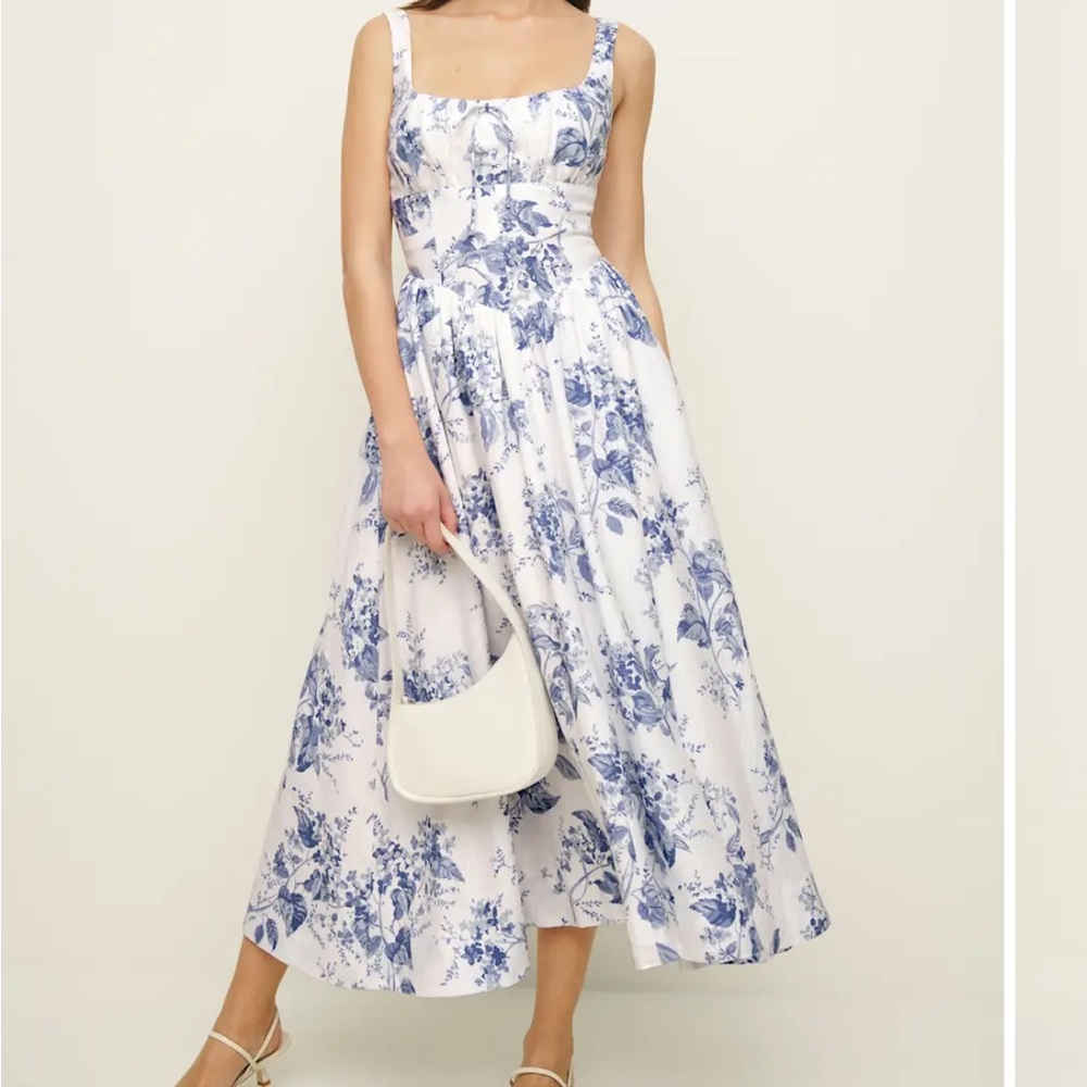 Reformation Balia Linen Dress Lupine 4P petite